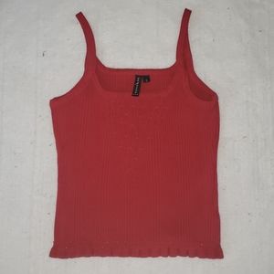 Red stretch knit spaghetti strap top